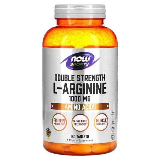 NOW Foods, Sports, Double Strength L-Arginine, 1,000 mg, 180 Tablets - Image 1