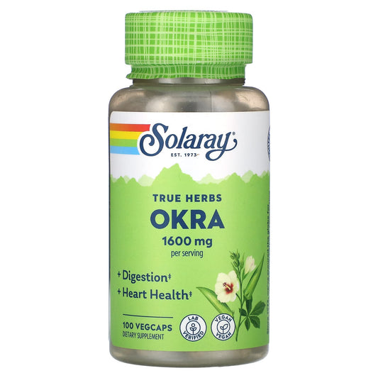 Solaray, True Herbs, Okra, 100 VegCaps (400 mg per Capsule) - Image 1