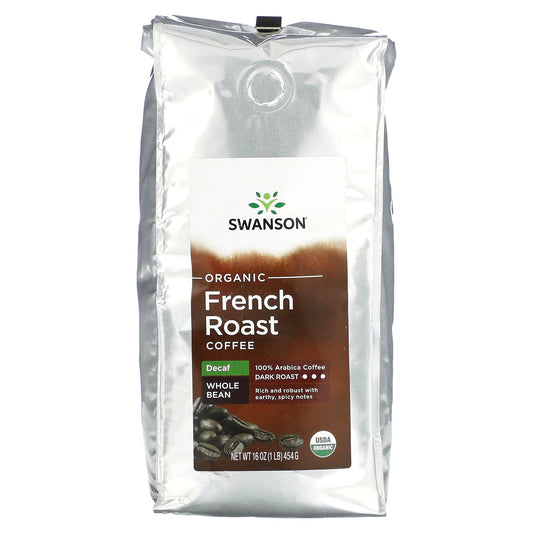 Swanson, Organic French Roast Coffee, Whole Bean, Dark Roast, Decaf, 16 oz (454 g) - Image 1