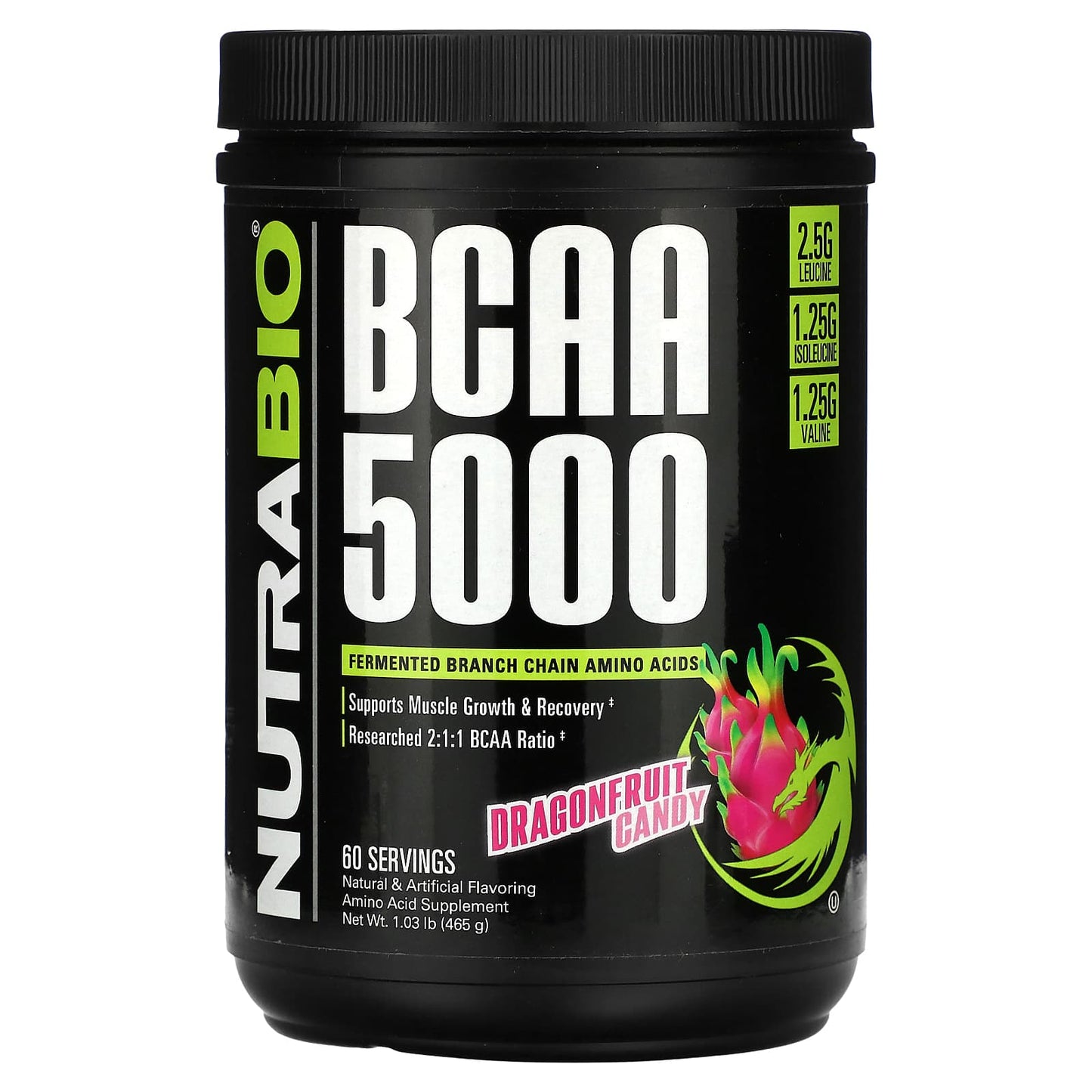 NutraBio, BCAA 5000, Dragonfruit Candy, 1.03 lb (465 g) - Image 1
