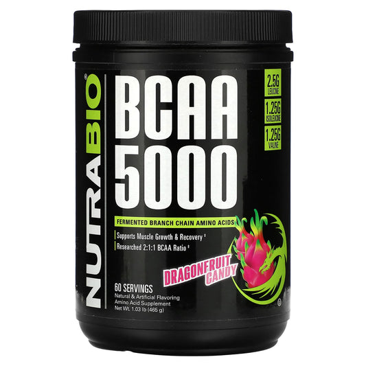 NutraBio, BCAA 5000, Dragonfruit Candy, 1.03 lb (465 g) - Image 1
