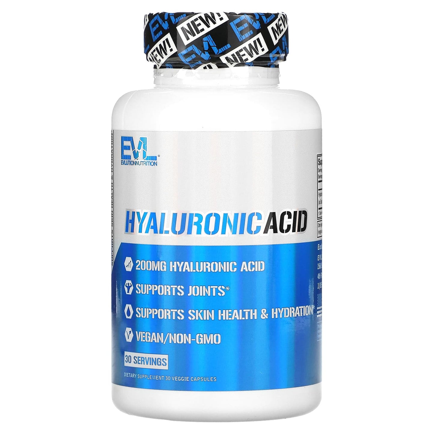 EVLution Nutrition Hyaluronic Acid Supplement 200mg - 30 Veggie Capsules - Image 1