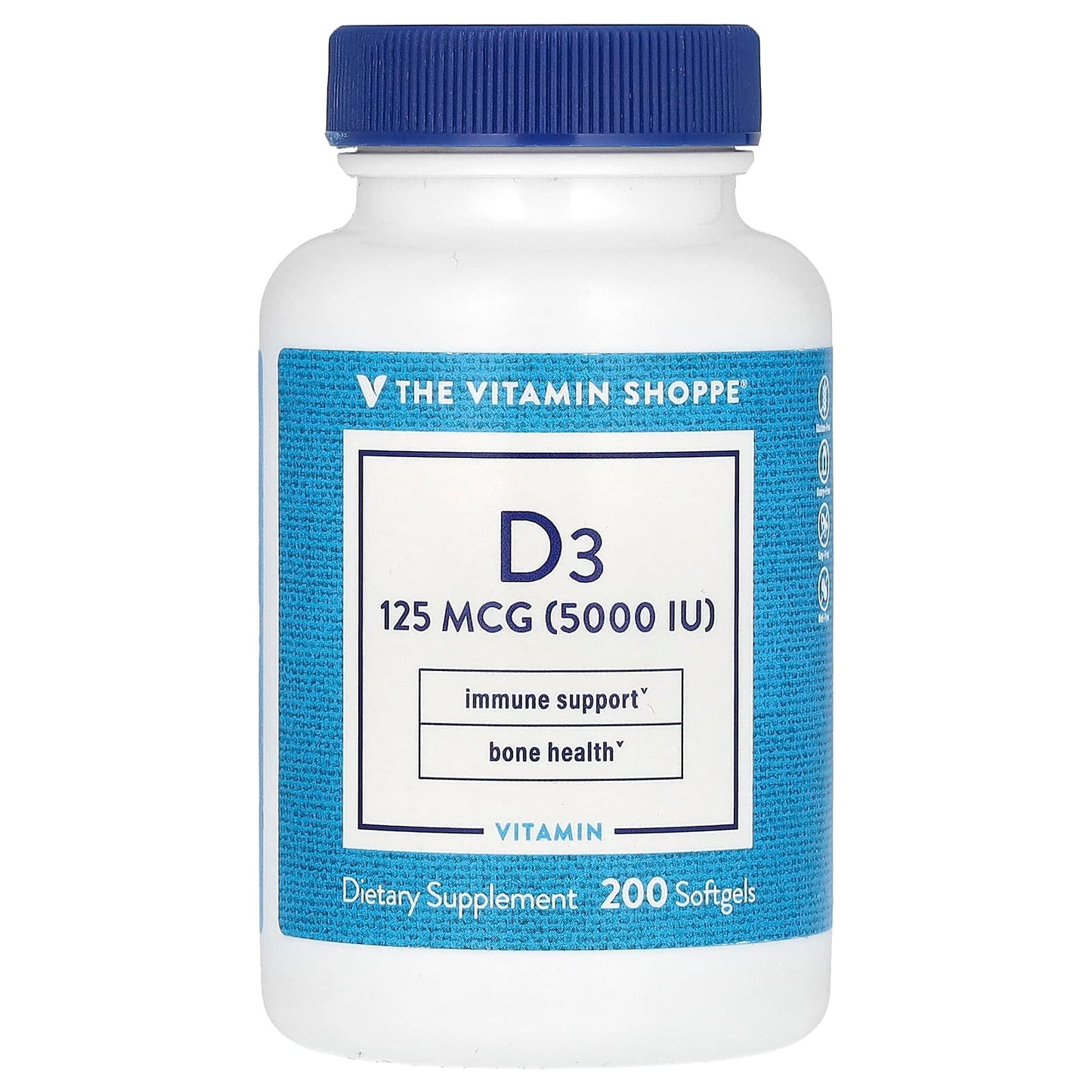 The Vitamin Shoppe, Vitamin D3, 125 mcg (5,000 IU), 200 Softgels - Image 1
