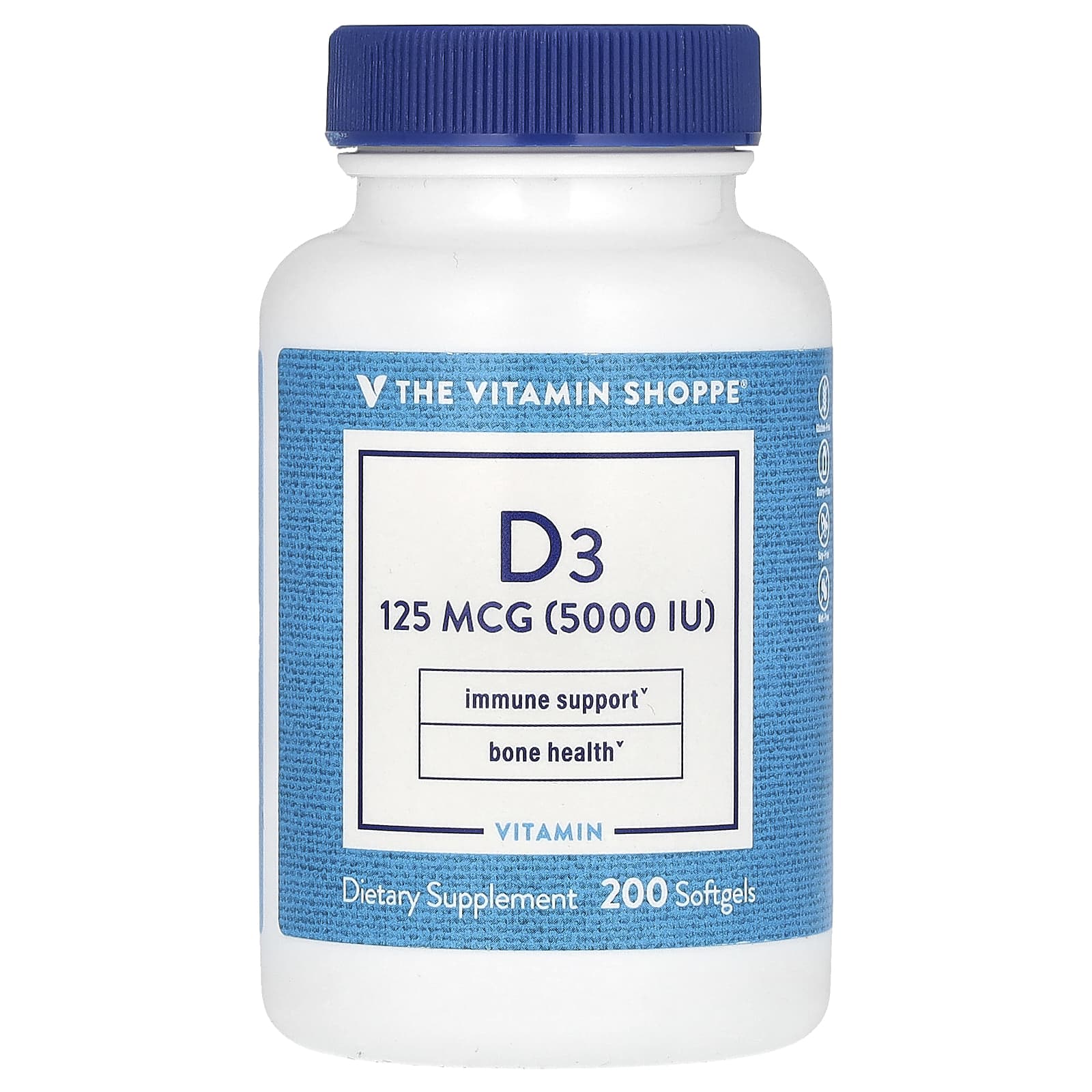 The Vitamin Shoppe, Vitamin D3, 125 mcg (5,000 IU), 200 Softgels - Image 1