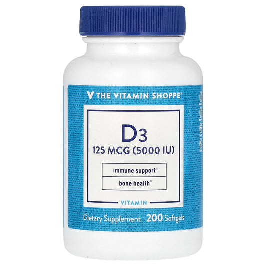 The Vitamin Shoppe, Vitamin D3, 125 mcg (5,000 IU), 200 Softgels - Image 1