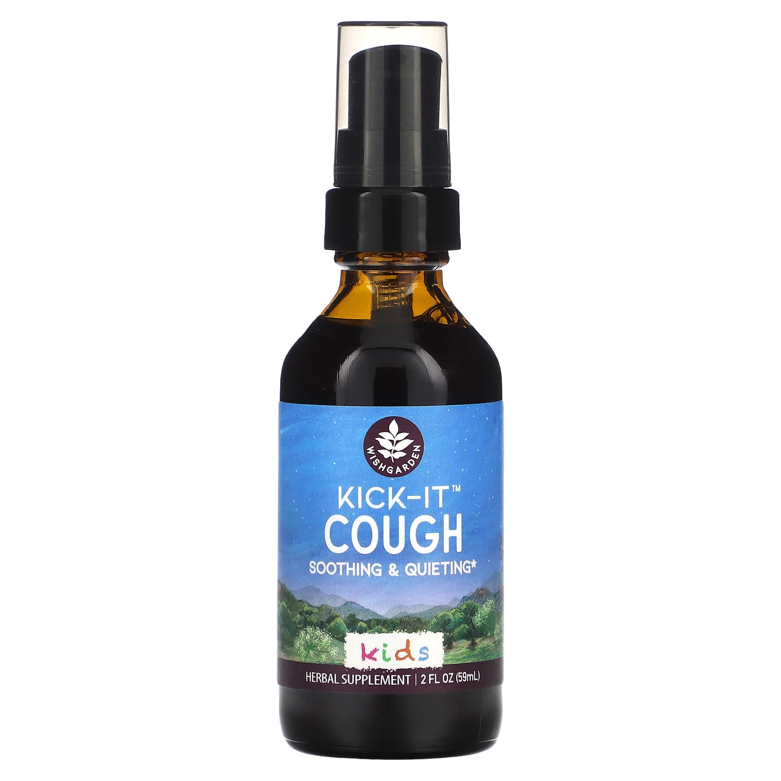 WishGarden Herbs, Kids, Kick-It Cough Soothing & Quieting, 2 fl oz (59 ml) - Image 1