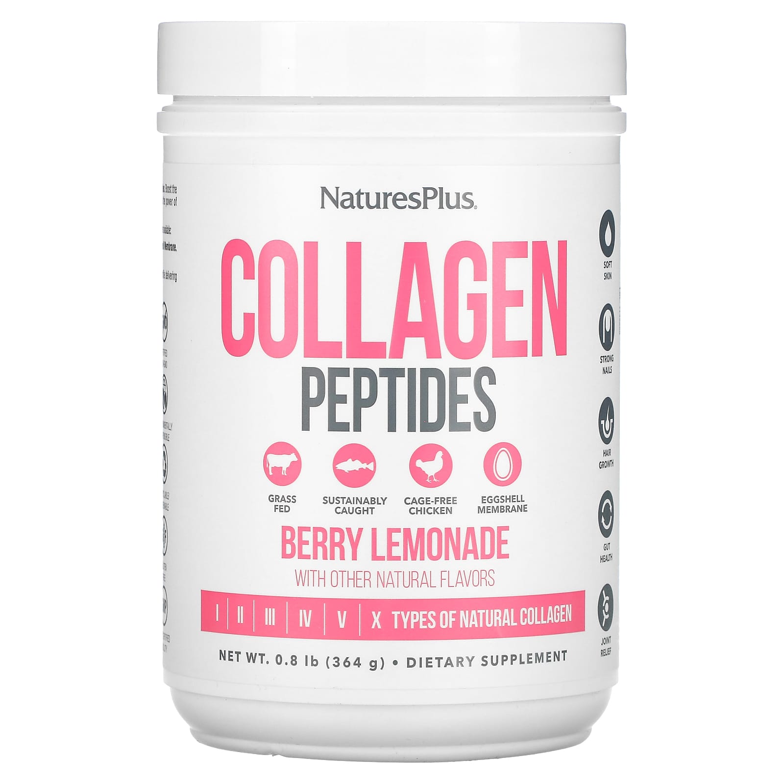 NaturesPlus, Collagen Peptides, Berry Lemonade, 0.8 lbs (364 g) - Image 1
