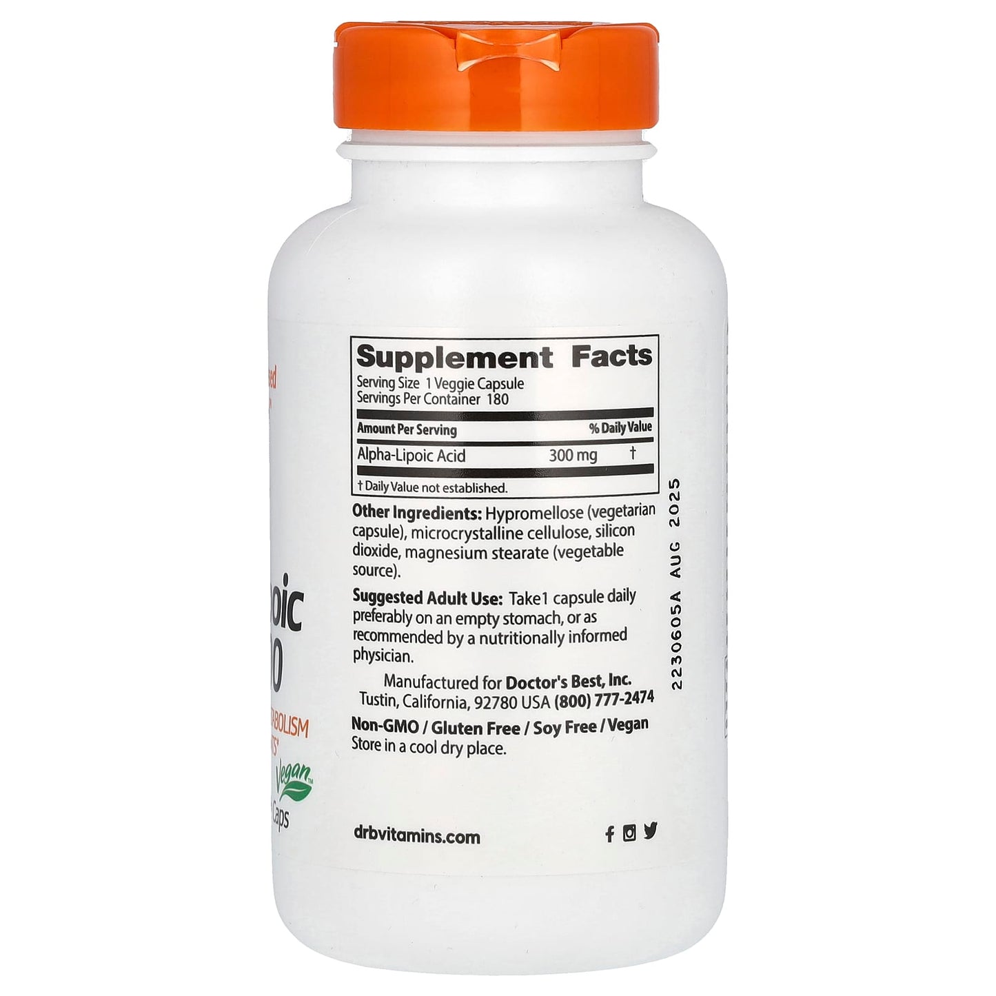 Alpha-Lipoic Acid 300mg by Doctor's Best - Supports Glucose Metabolism - Image 2