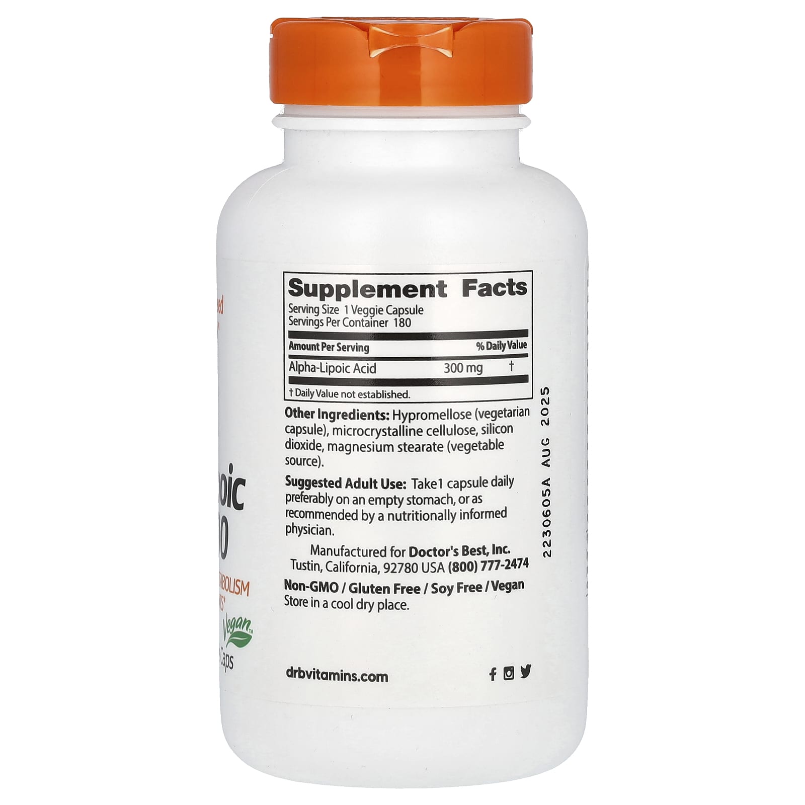 Alpha-Lipoic Acid 300mg by Doctor's Best - Supports Glucose Metabolism - Image 2