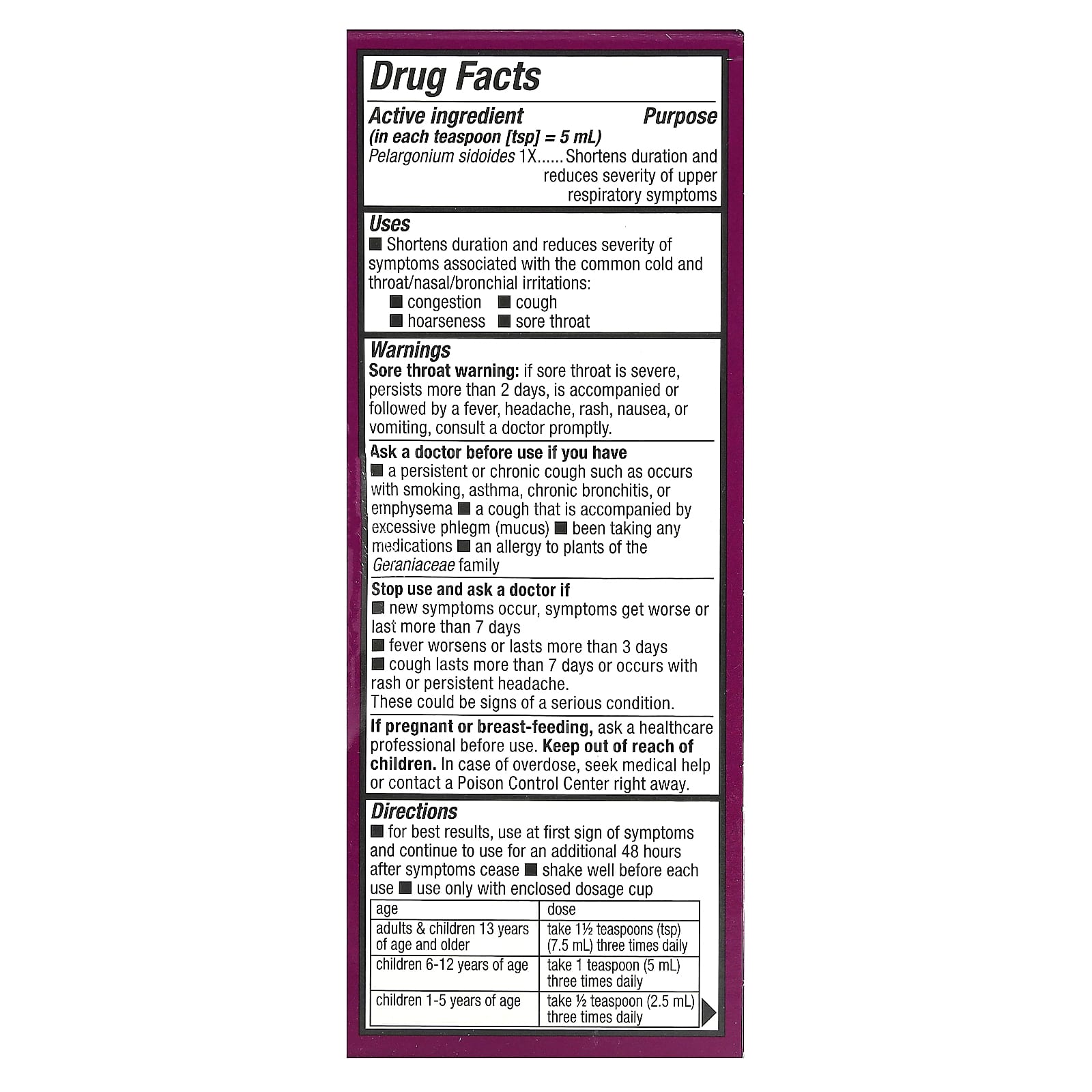 Nature's Way, Umcka, Kids Cold Relief Syrup, Ages 1+, Cherry , 4 fl oz (120 ml) - Image 2
