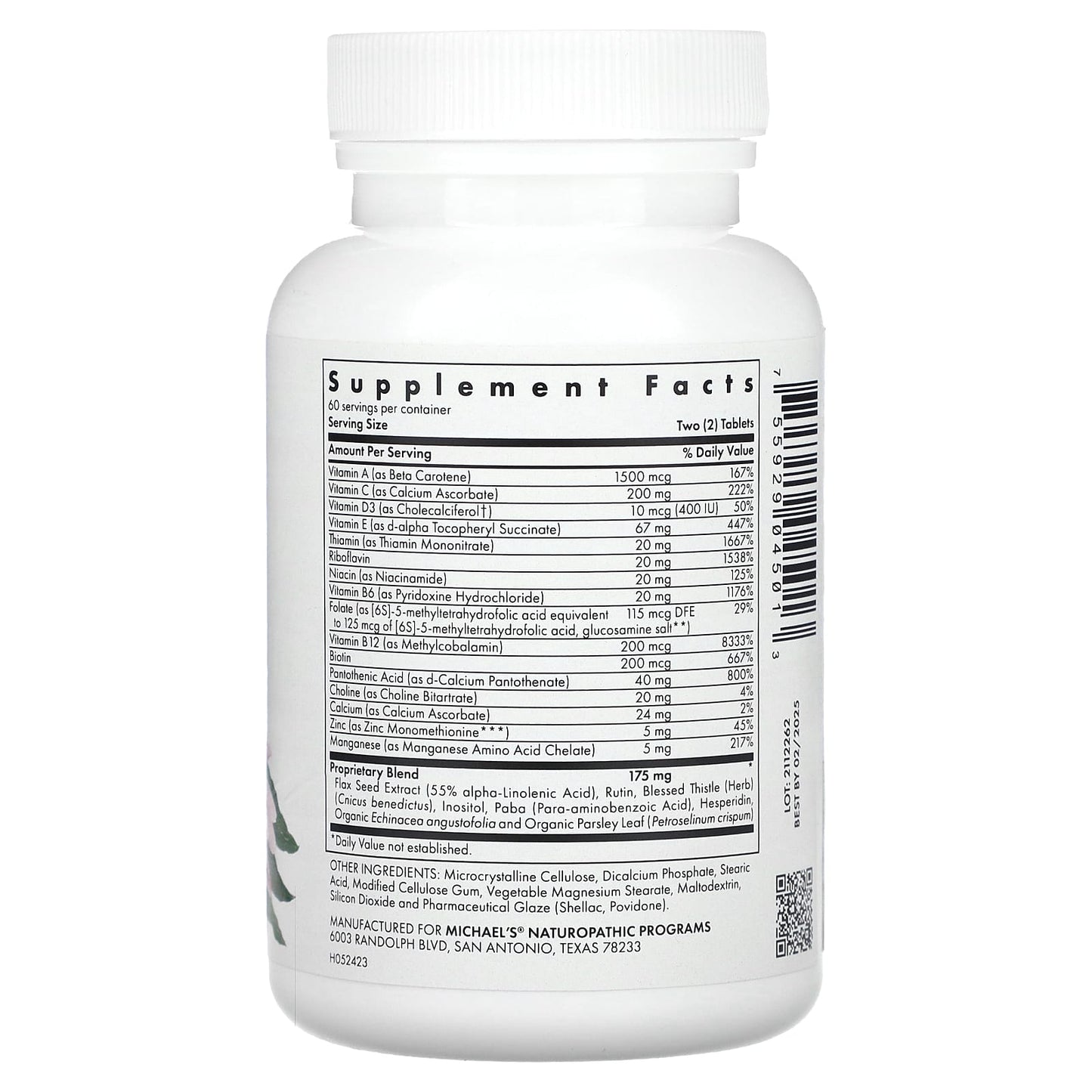 Michael's Health, Pre-Teen Girls, Multivitamin , 120 Vegetarian Tablets - Image 2