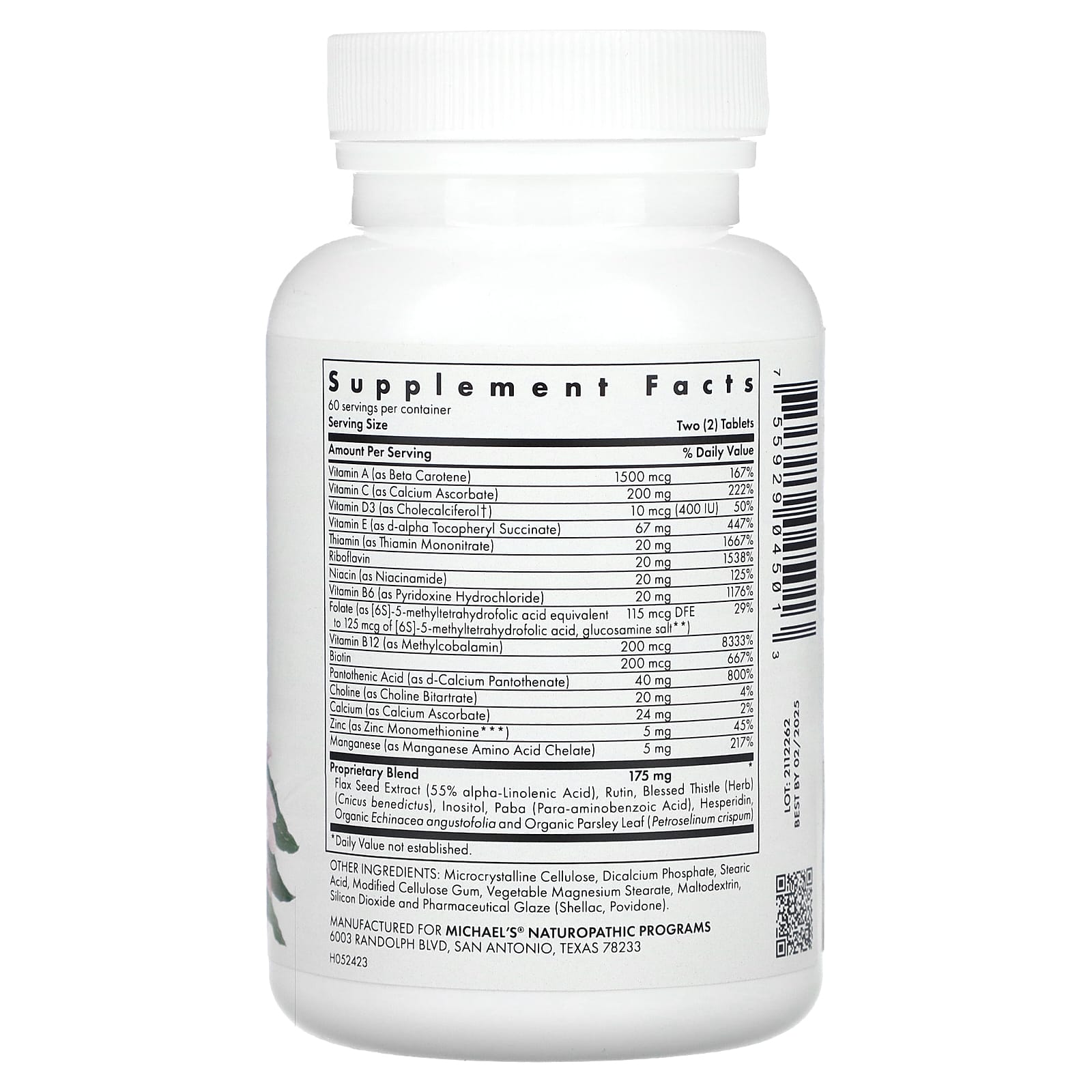 Michael's Health, Pre-Teen Girls, Multivitamin , 120 Vegetarian Tablets - Image 2