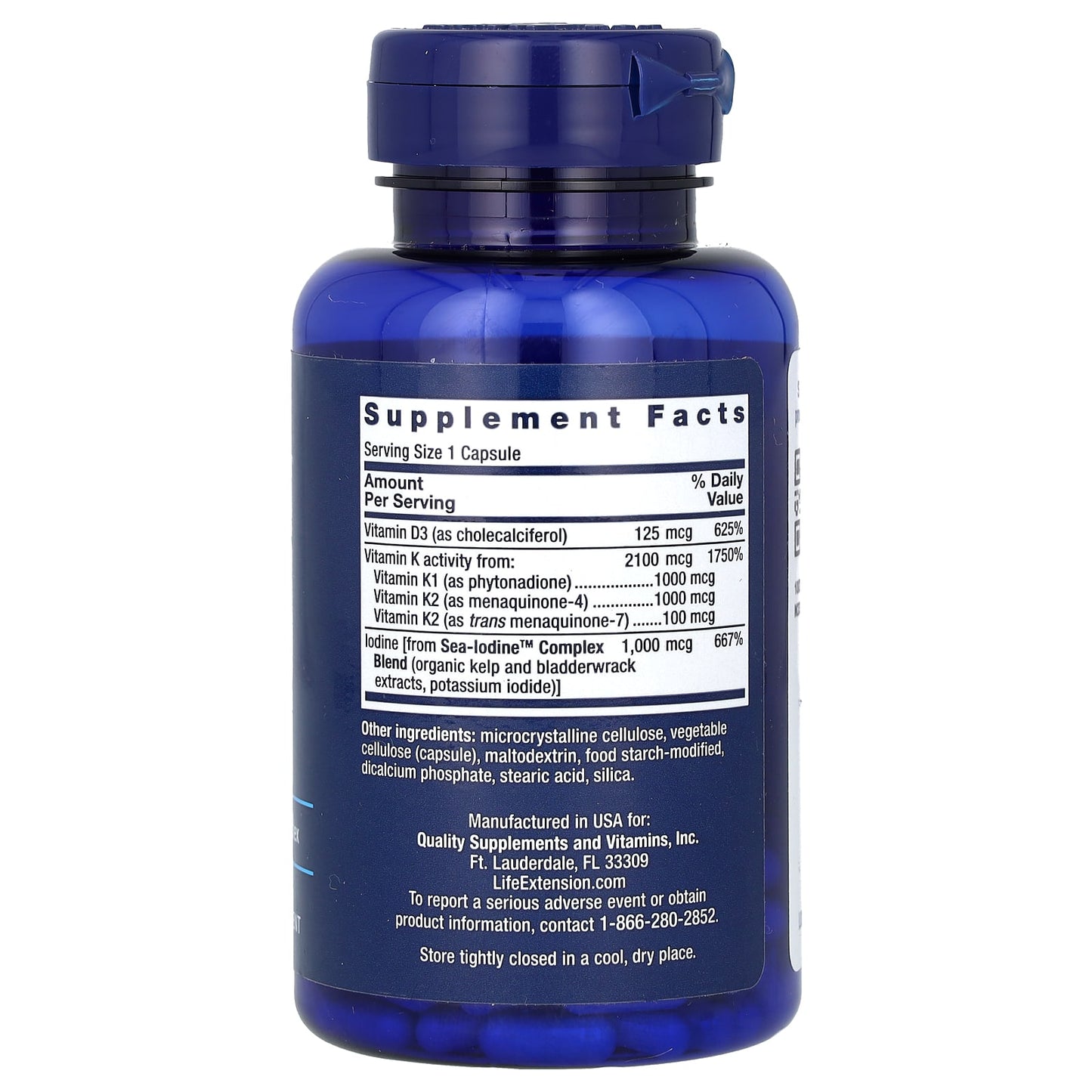 Life Extension, Vitamins D and K with Sea-Iodine, 60 Capsules - Image 2