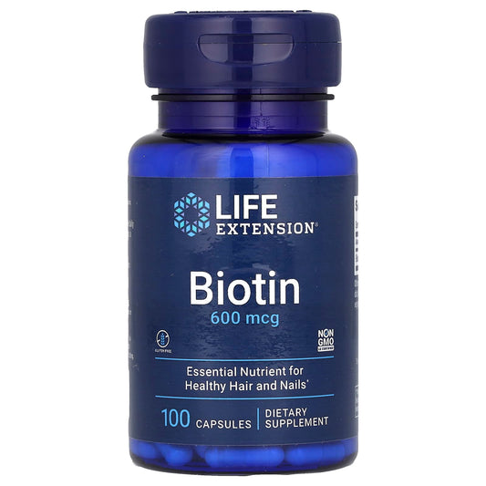 Life Extension, Biotin, 600 mcg, 100 Capsules - Image 1