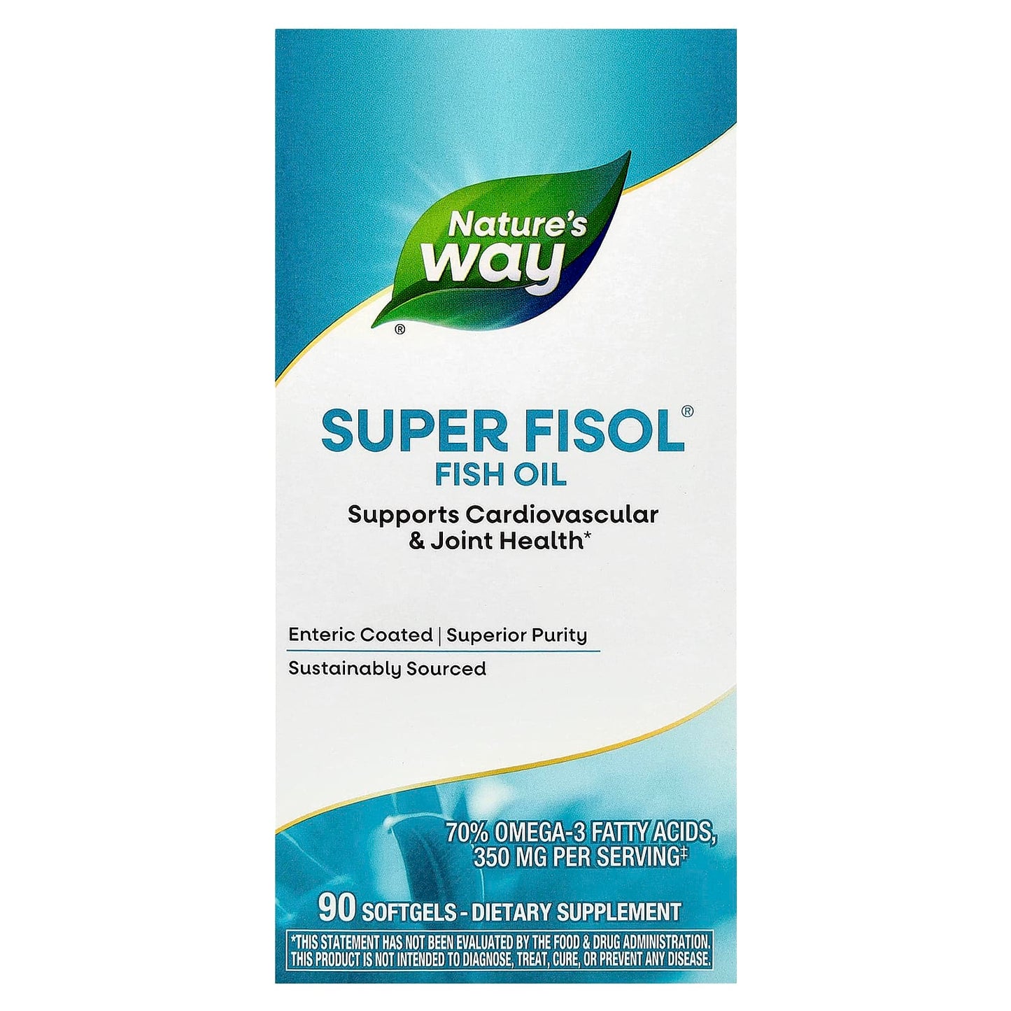 Nature's Way, Super Fisol® Fish Oil, 90 Softgels (500 mg per Softgel) - Image 1