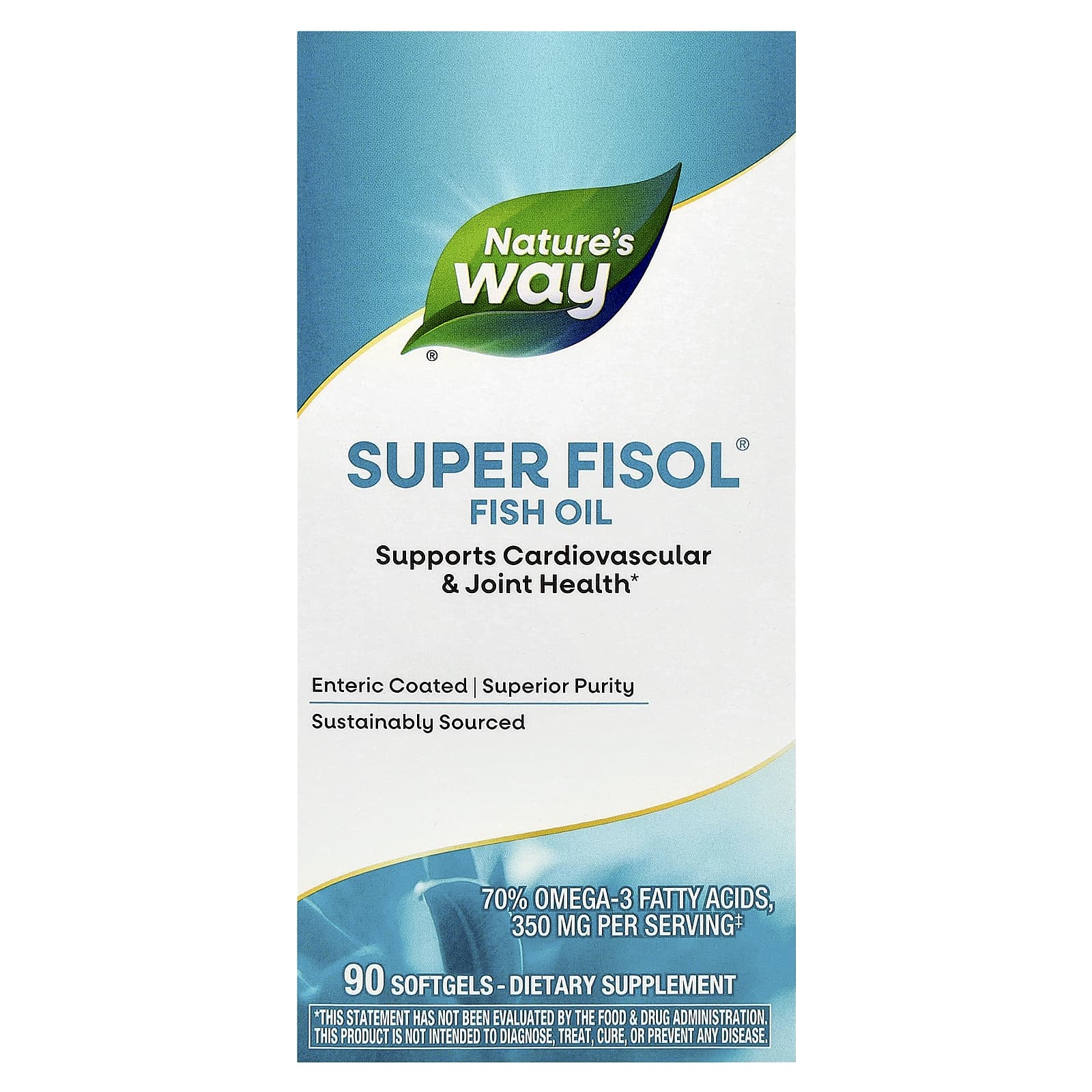 Nature's Way, Super Fisol® Fish Oil, 90 Softgels (500 mg per Softgel) - Image 1