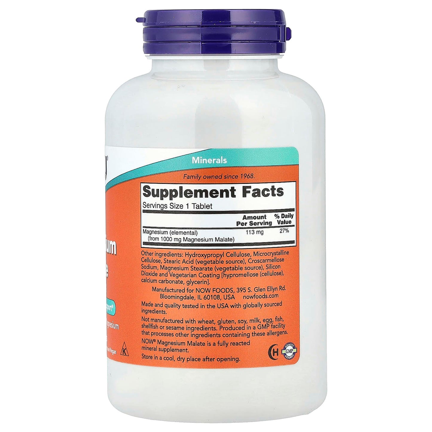 NOW Foods, Magnesium Malate, 1,000 mg, 180 Tablets - Image 2