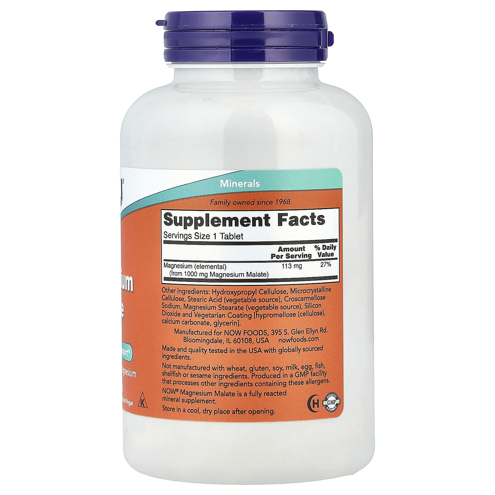 NOW Foods, Magnesium Malate, 1,000 mg, 180 Tablets - Image 2