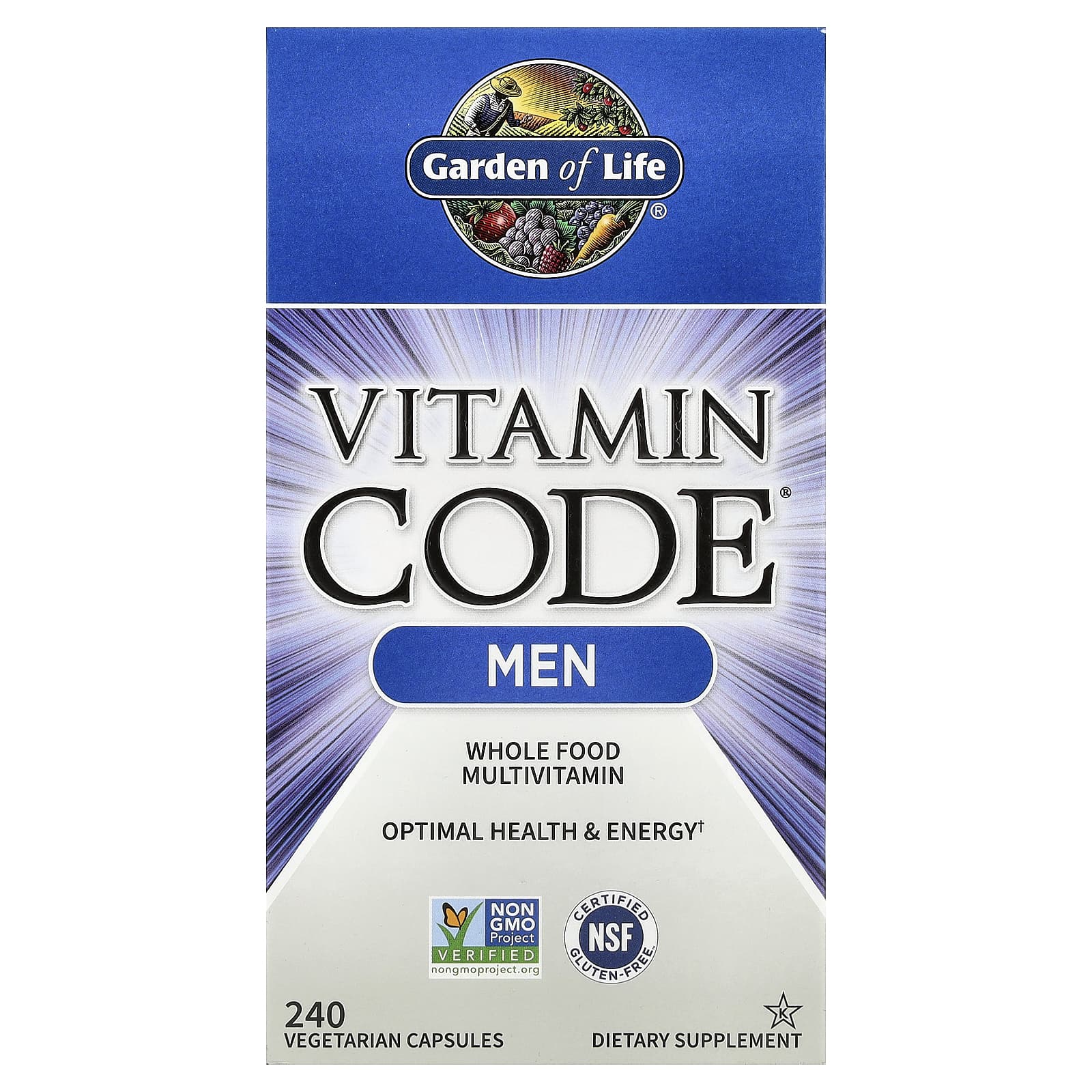 Garden of Life Vitamin Code Whole Food Multi for Men, 240 Capsules - Image 1