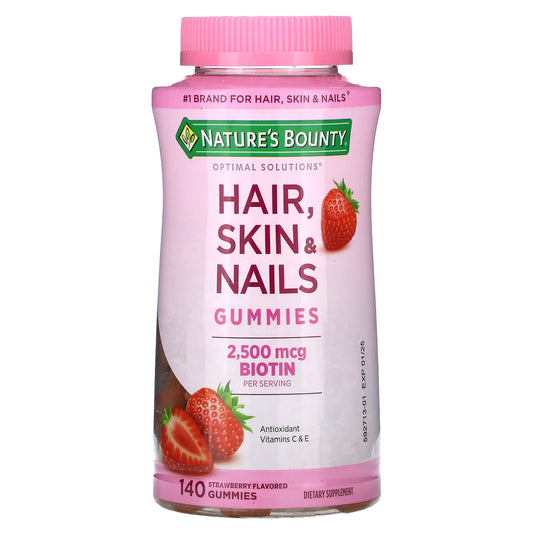 Nature's Bounty, Hair, Skin & Nails Gummies, Strawberry, 140 Gummies - Image 1