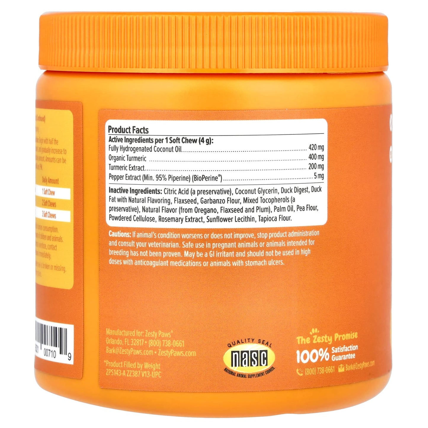 Zesty Paws, Turmeric Curcumin Bites™ for Dogs, Multifunctional, All Ages, Duck, 90 Soft Chews, 12.7 oz (360 g) - Image 2