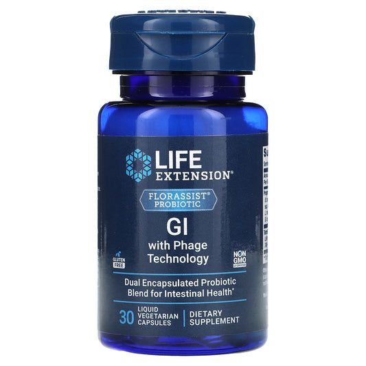 Life Extension, Florassist Probiotic, GI with Phage Technology, 30 Liquid Vegetarian Capsules - Image 1
