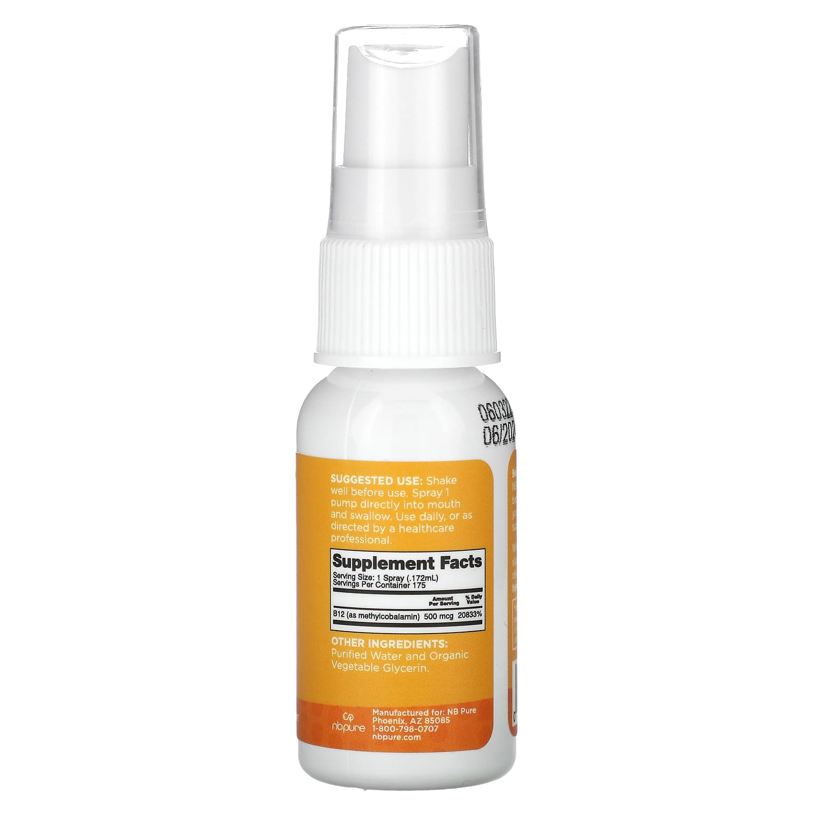 NB Pure, Methyl B-12 Spray, 500 mcg, 1 fl oz - Image 2