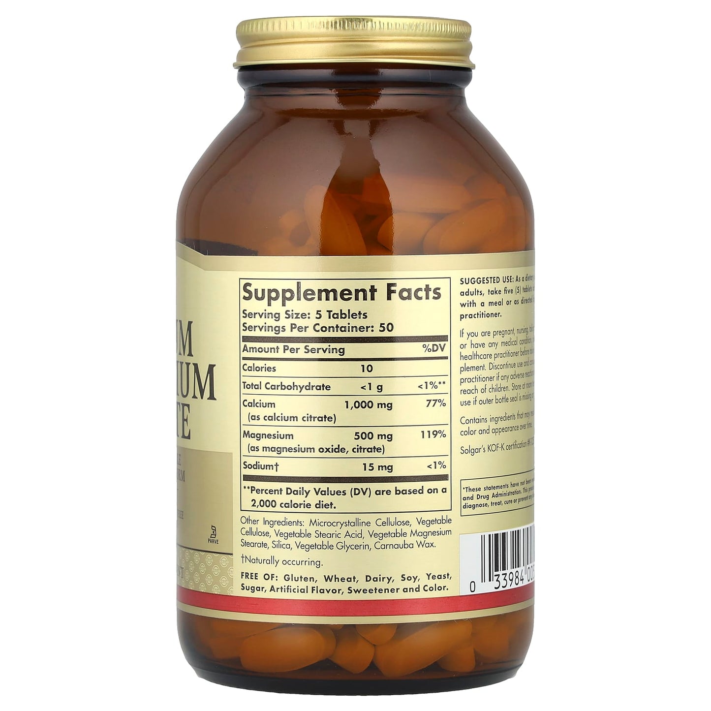 Solgar, Calcium Magnesium Citrate, 250 Tablets - Image 2