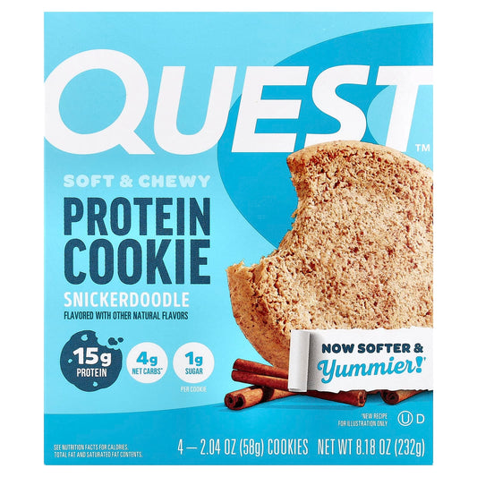 Quest Nutrition, Protein Cookie, Snickerdoodle, 4 Cookies, 2.04 oz (58 g) Each - Image 1