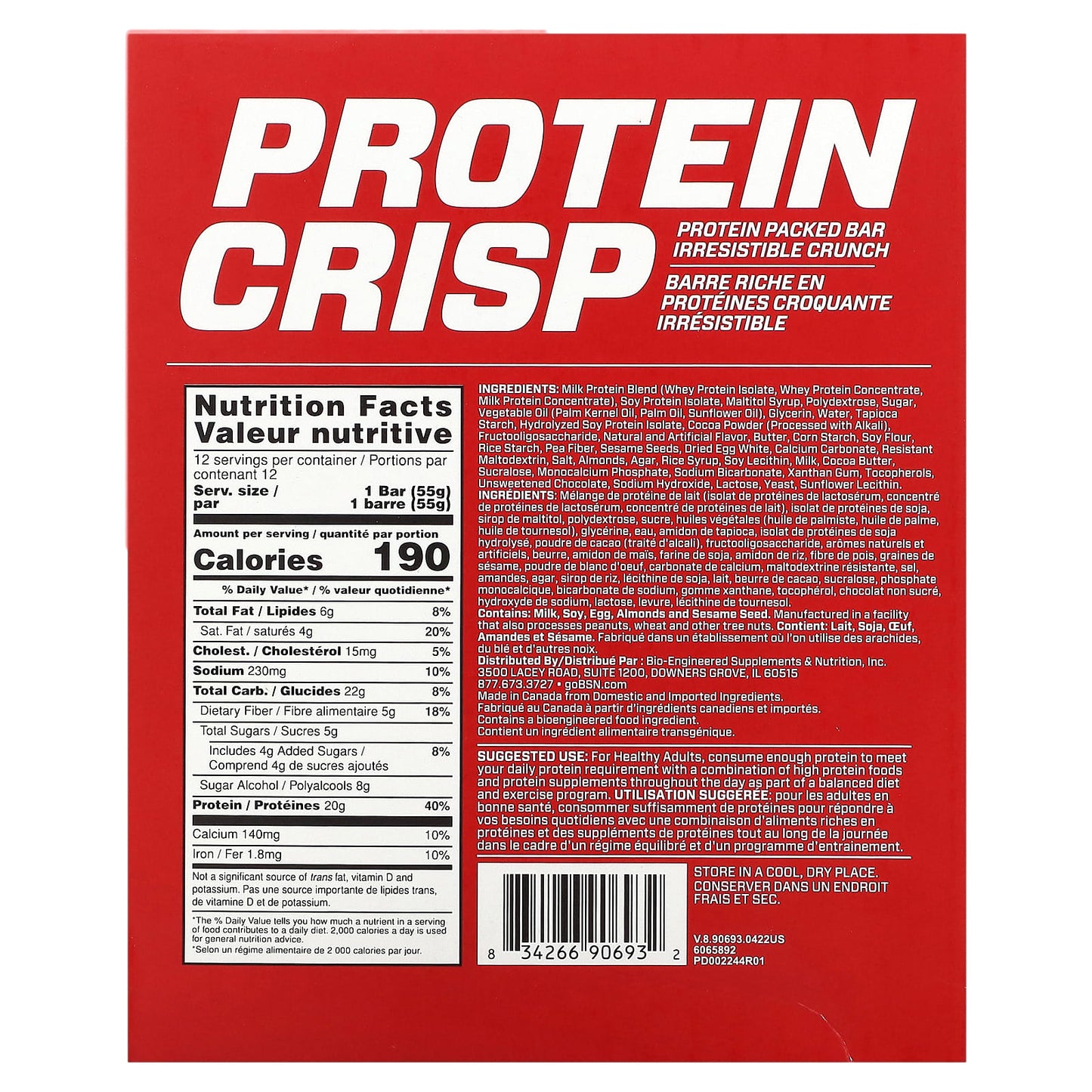 BSN Protein Crisp Salted Toffee Pretzel Bars - 12 Count - Image 2