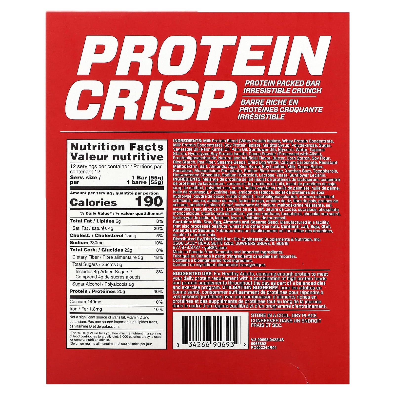BSN Protein Crisp Salted Toffee Pretzel Bars - 12 Count - Image 2
