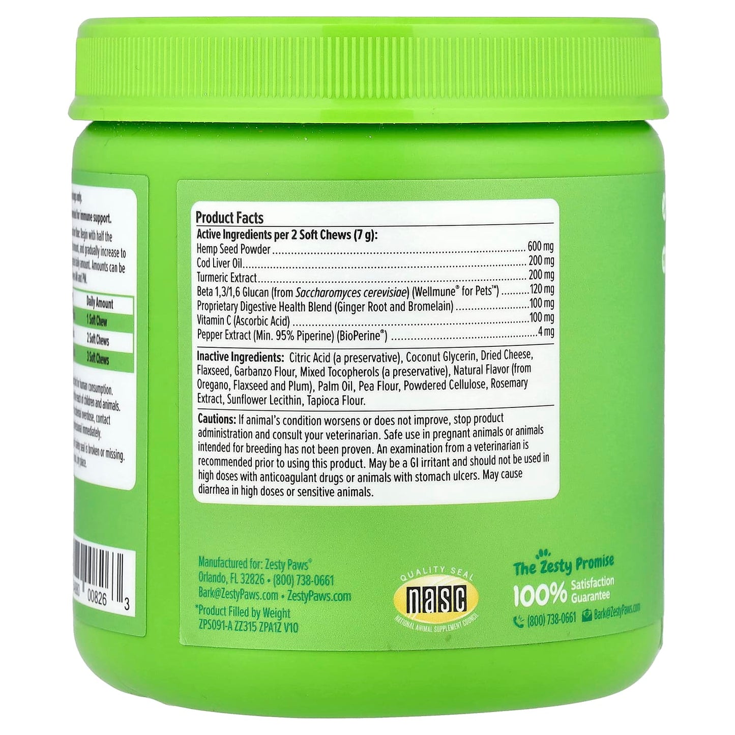 Zesty Paws, Hemp Elements™, Allergy & Immune Bites, For Dogs, All Ages, Cheese, 90 Soft Chews, 11.1 oz (315 g) - Image 2