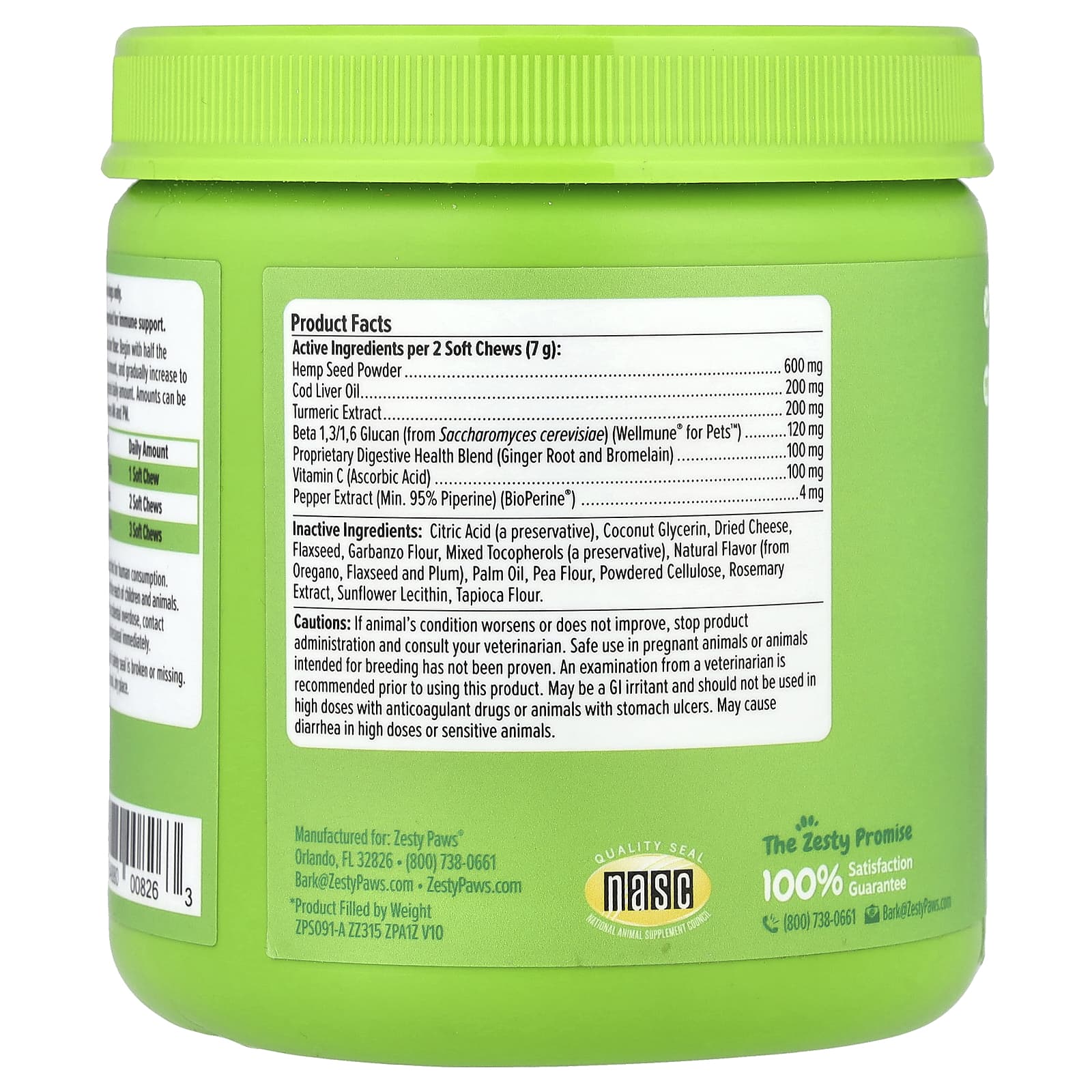 Zesty Paws, Hemp Elements™, Allergy & Immune Bites, For Dogs, All Ages, Cheese, 90 Soft Chews, 11.1 oz (315 g) - Image 2