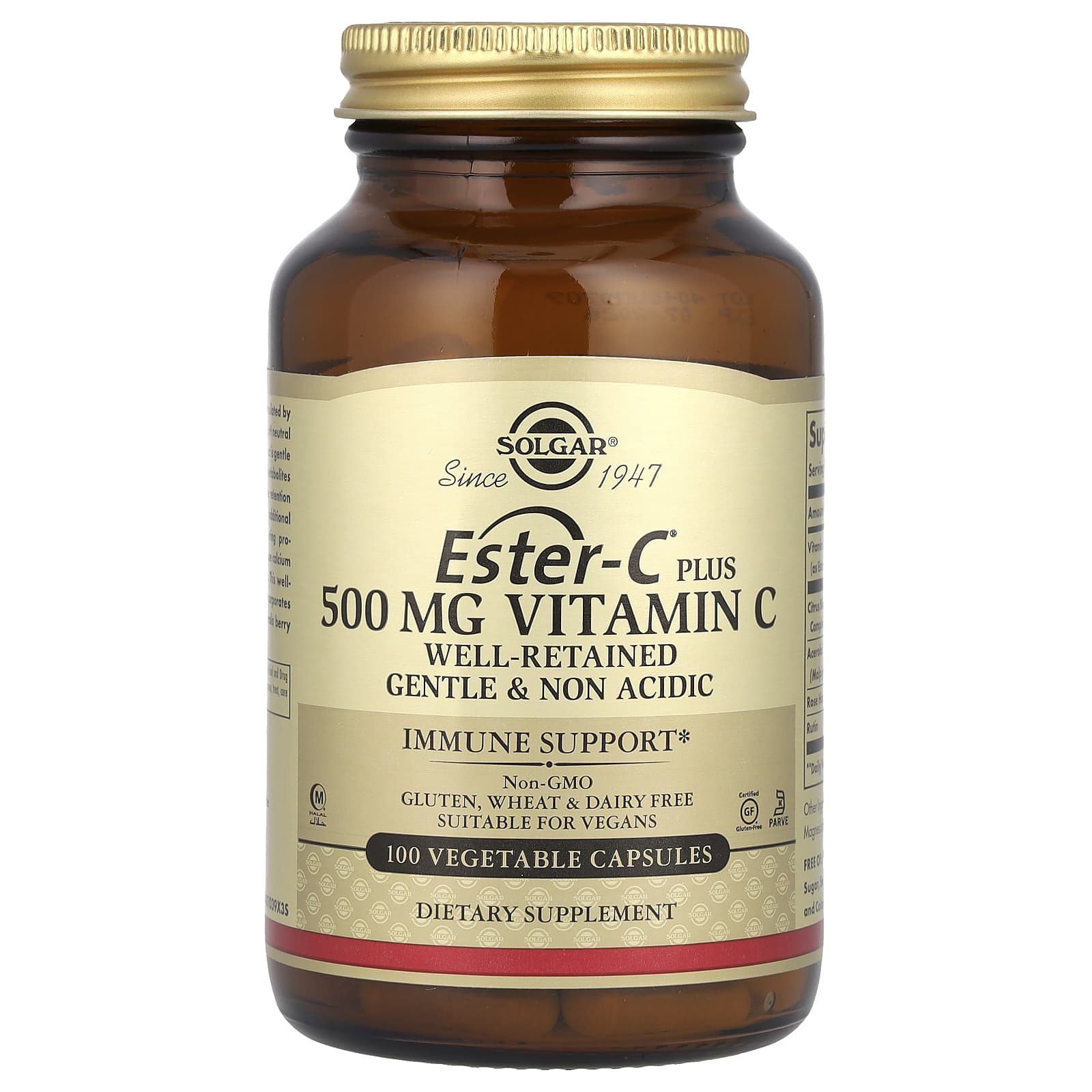 Solgar, Ester-C Plus®, Vitamin C, 500 mg, 100 Vegetable Capsules - Image 1