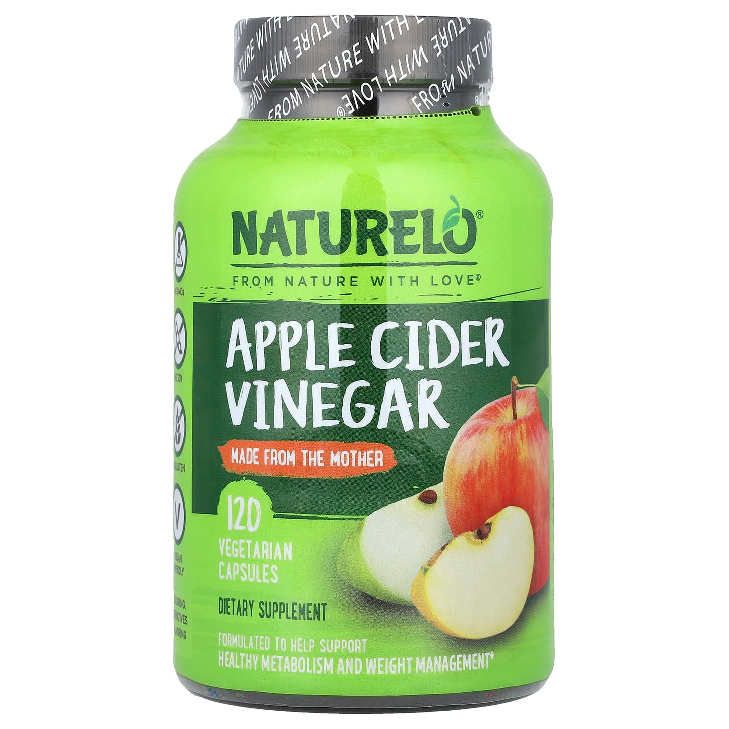 NATURELO, Apple Cider Vinegar , 120 Vegetarian Capsules - Image 1