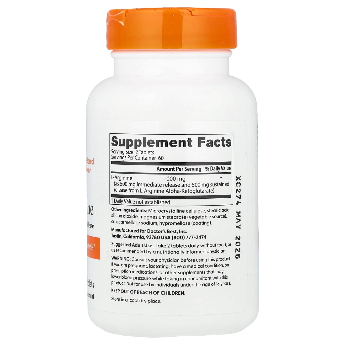 Boost Nitric Oxide & Endurance with Doctor's Best L-Arginine 500mg - Image 2