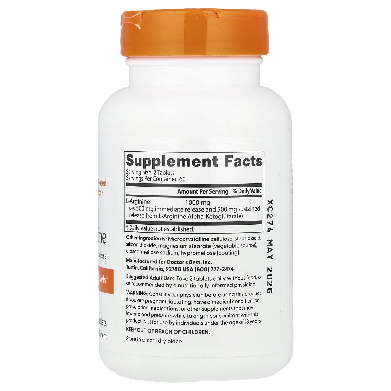 Boost Nitric Oxide & Endurance with Doctor's Best L-Arginine 500mg - Image 2