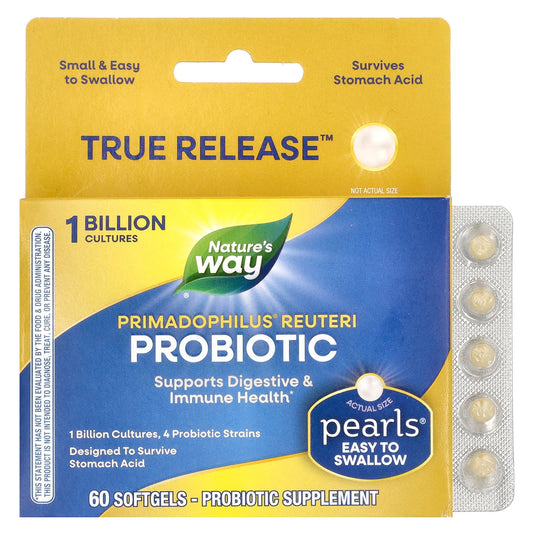 Nature's Way, Primadophilus® Reuteri Probiotic, 1 Billion CFU, 60 Softgels - Image 1