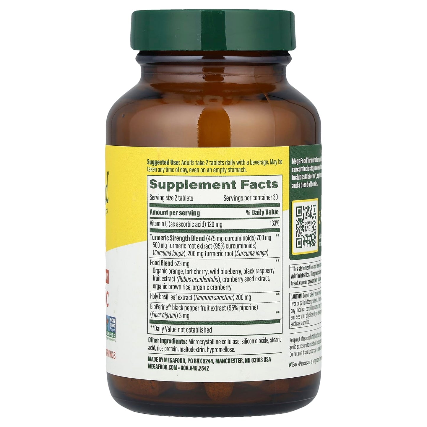 MegaFood, Turmeric Curcumin, 60 Tablets - Image 2