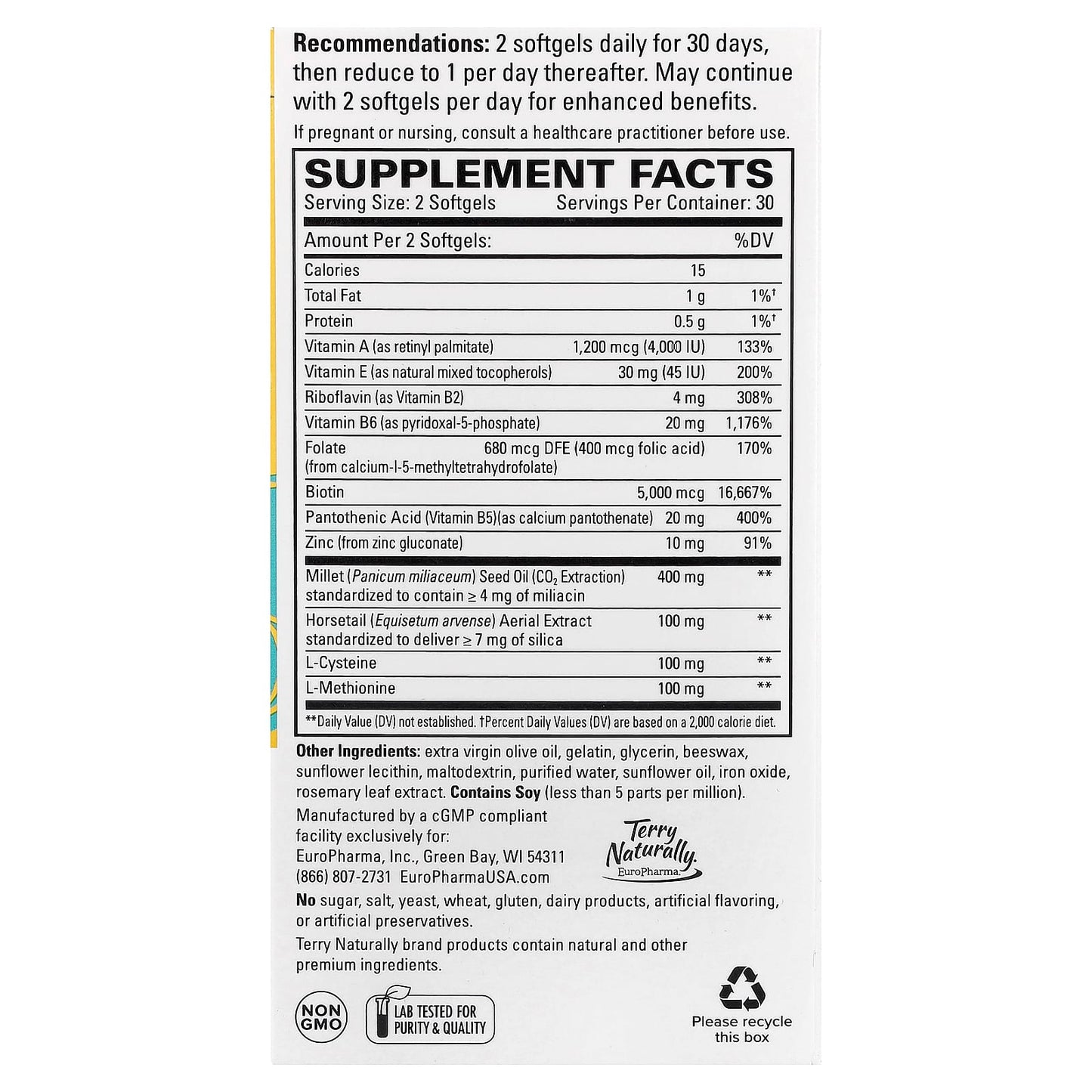 Terry Naturally, Hair Renew Formula®, 60 Softgels - Image 2