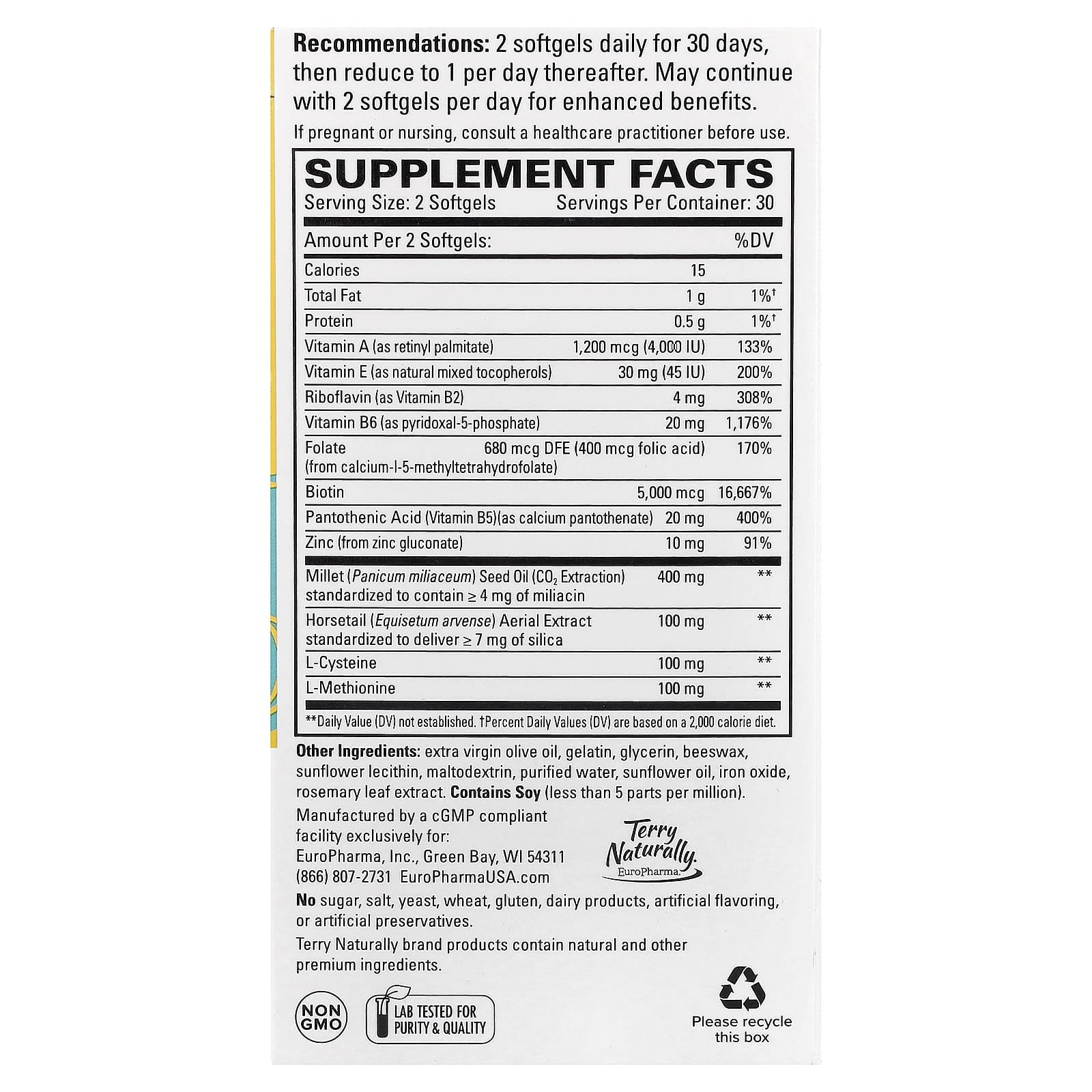 Terry Naturally, Hair Renew Formula®, 60 Softgels - Image 2