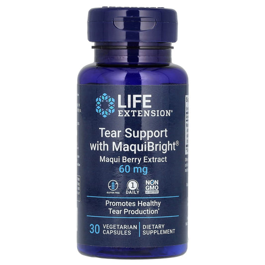 Life Extension, Tear Support with MaquiBright, Maqui Berry Extract, 60 mg, 30 Vegetarian Capsules - Image 1