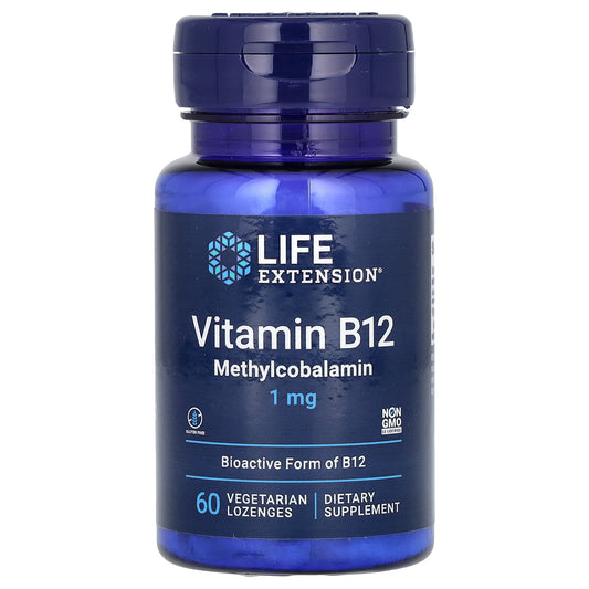 Life Extension, Vitamin B12 Methylcobalamin, 1 mg, 60 Vegetarian Lozenges - Image 1