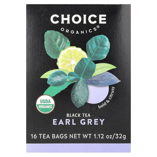 Organic Earl Grey Tea by Choice Organic Teas, 16 Tea Bags, 1.12 oz (32 g) - Image 1