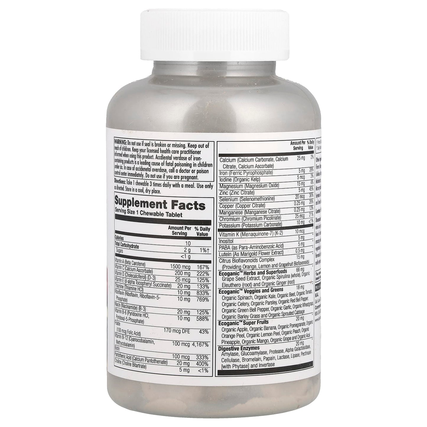 KAL, Enhanced Energy, Whole Food Multivitamin, Mango Pineapple, 60 Chewables - Image 2