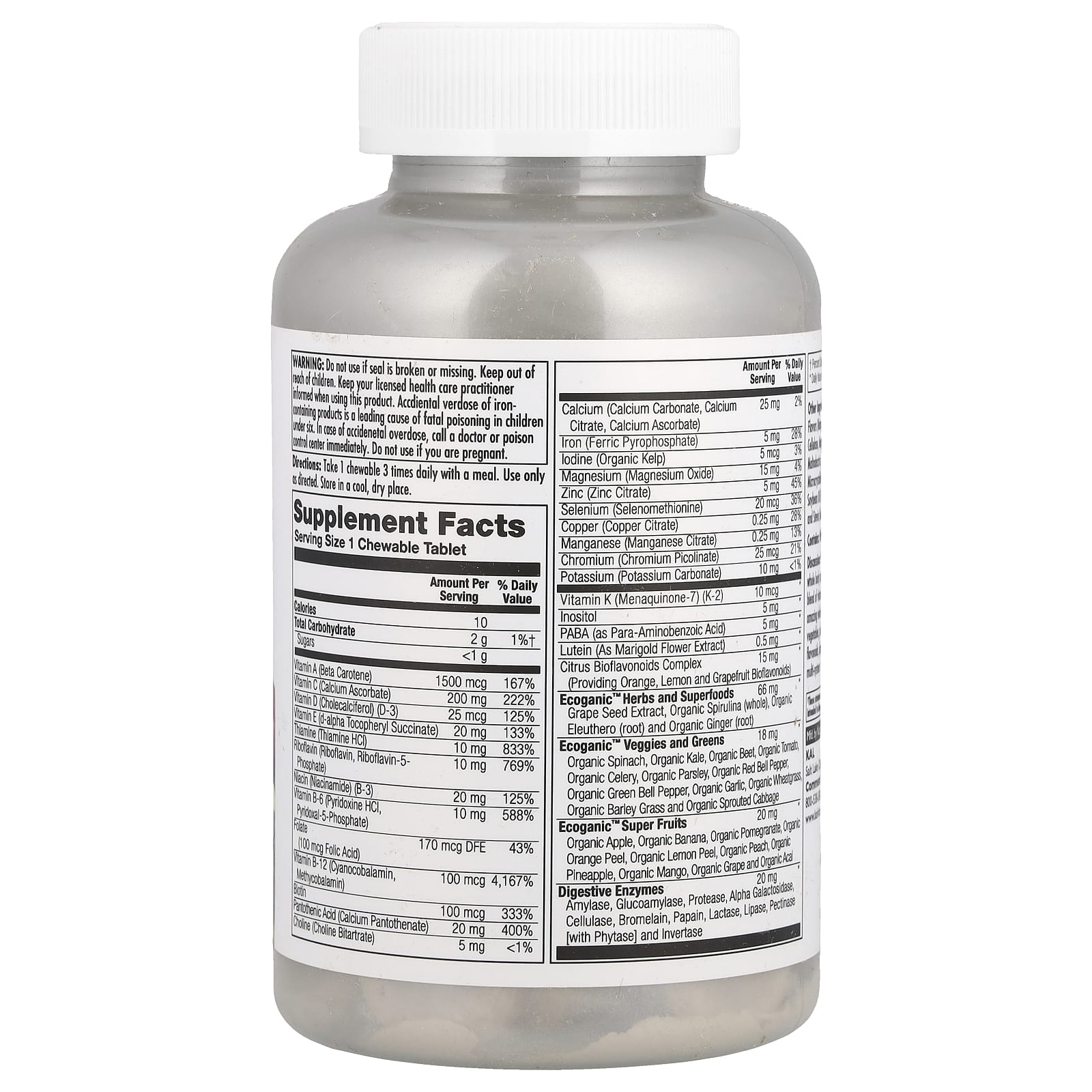 KAL, Enhanced Energy, Whole Food Multivitamin, Mango Pineapple, 60 Chewables - Image 2
