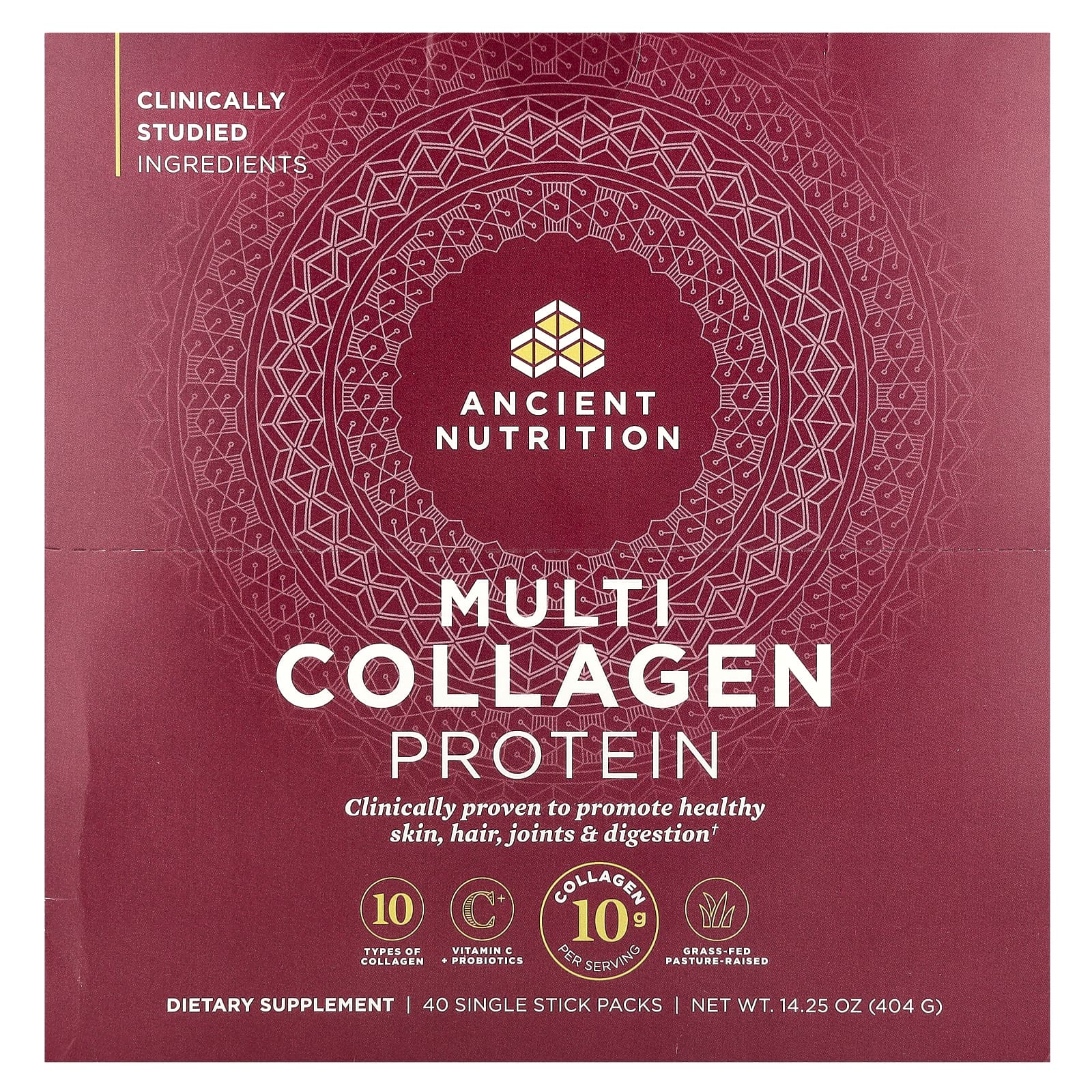 Ancient Nutrition Multi Collagen Protein, 40 Single Serve Packs, 10g Each - Image 1