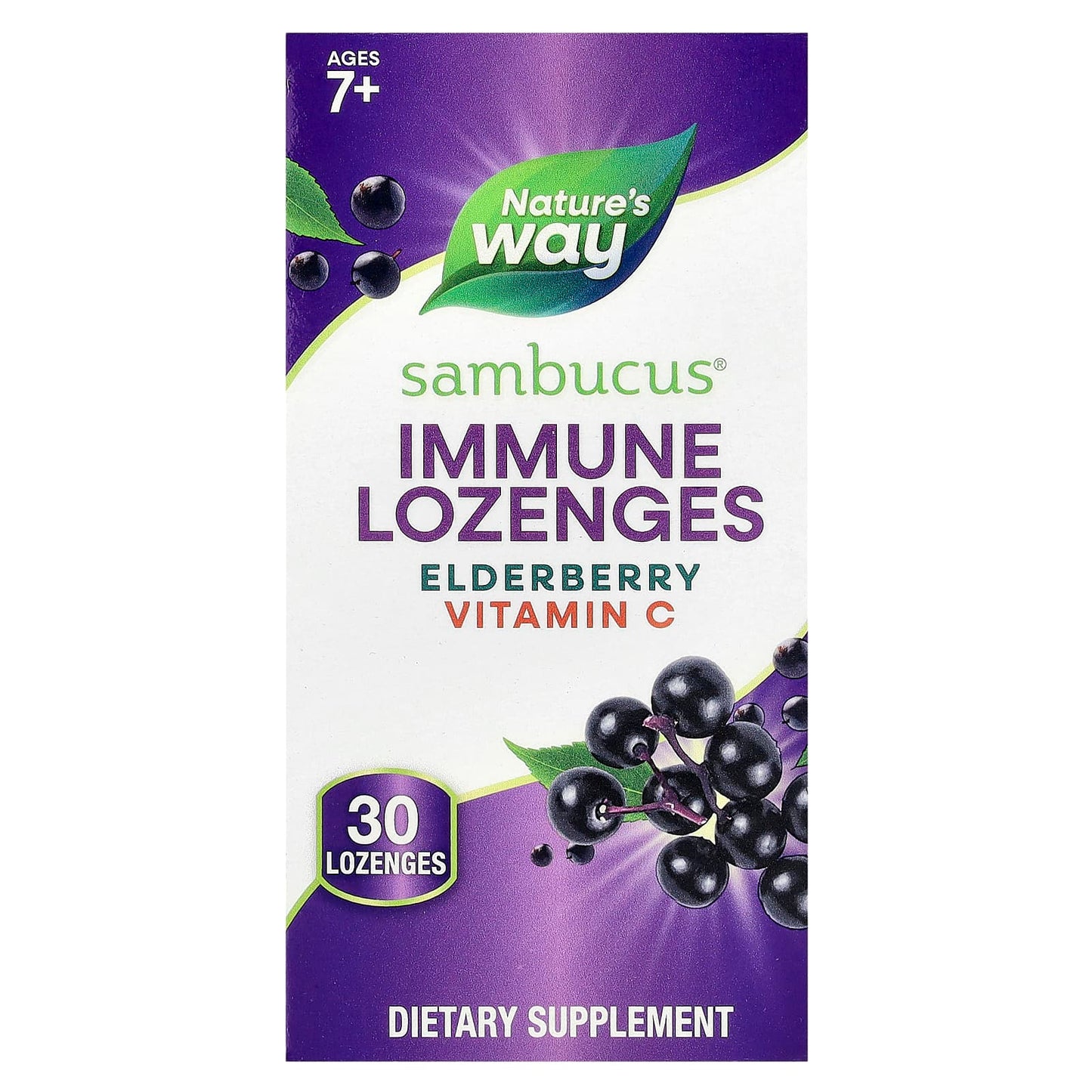 Nature's Way, Sambucus® Immune Lozenges, Elderberry + Vitamin C, Ages 7+, 30 Lozenges - Image 1