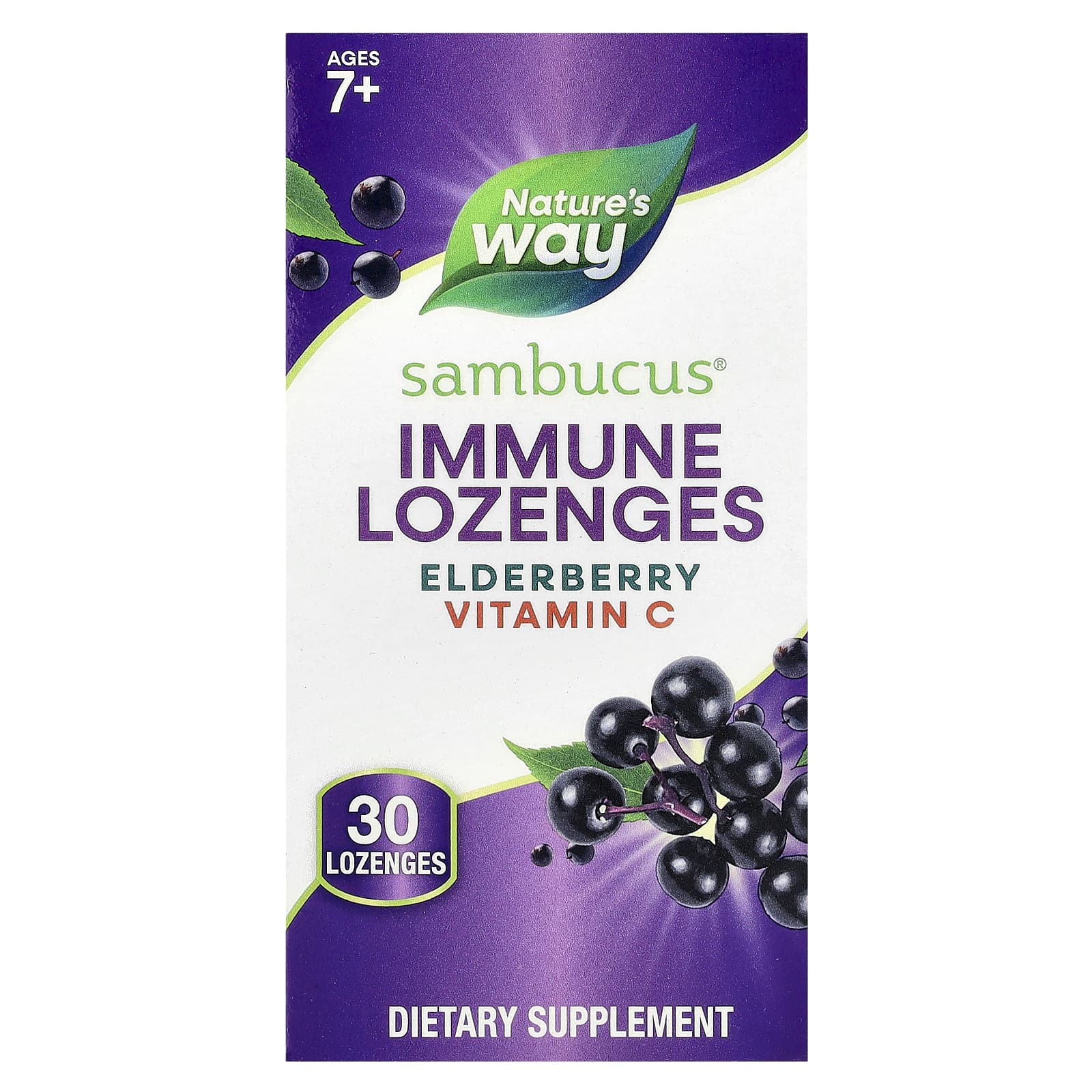 Nature's Way, Sambucus® Immune Lozenges, Elderberry + Vitamin C, Ages 7+, 30 Lozenges - Image 1
