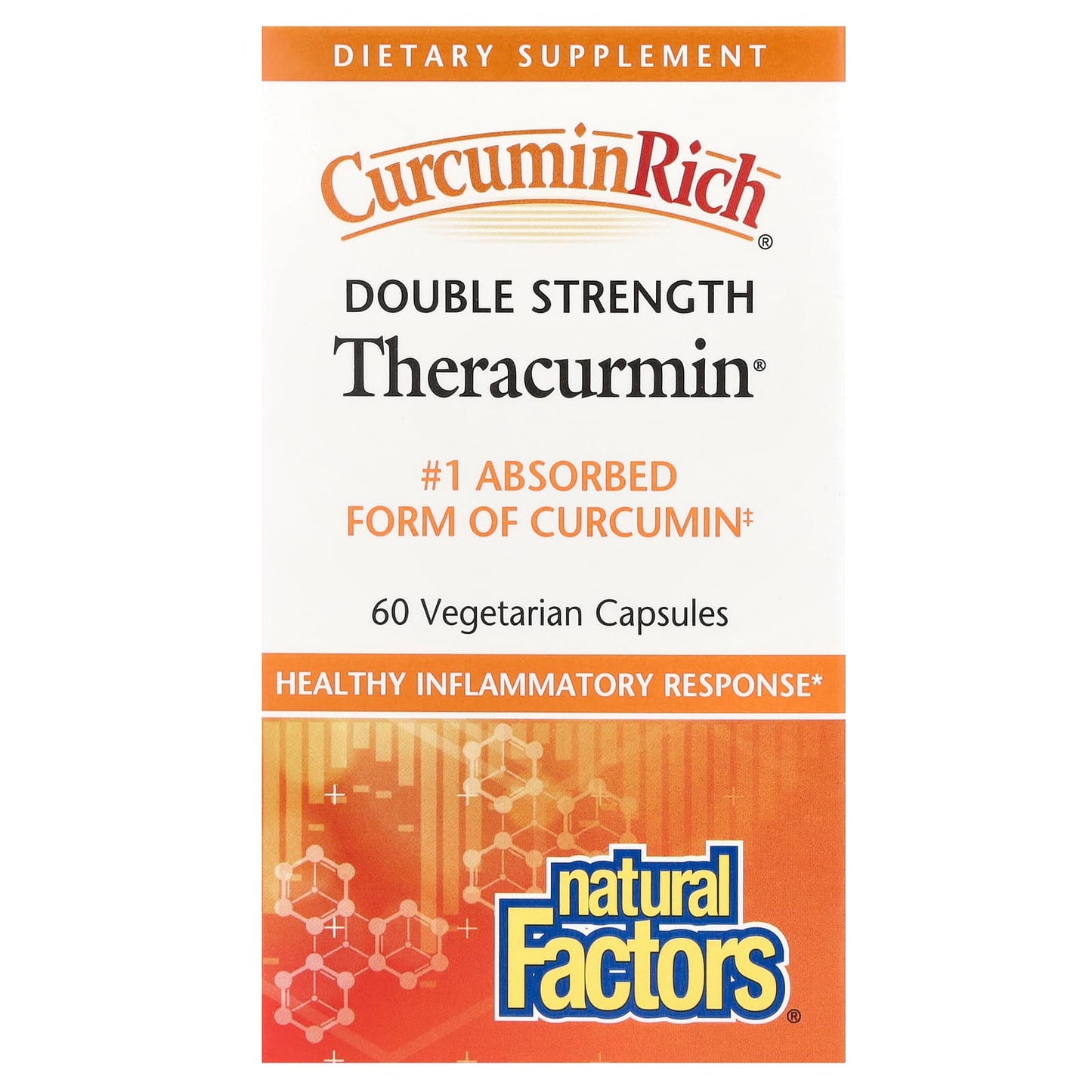 Natural Factors, CurcuminRich®, Double Strength Theracurmin®, 60 mg, 60 Vegetarian Capsules - Image 1